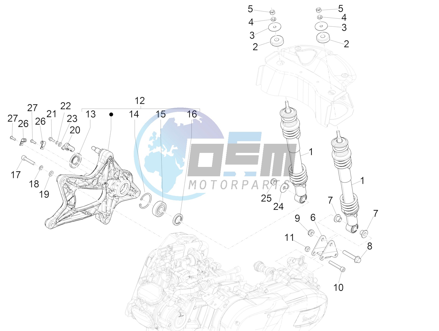 Rear suspension - Shock absorber/s