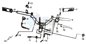 X'PRO 50 45KMH (L8) EU EURO4 drawing HANDLEBAR / BRAKE LEVERS /CABLES