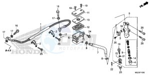 CBR500RD CBR500R UK - (E) drawing REAR BRAKE MASTER CYLINDER (STD)