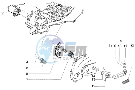 Starting motor-starter lever