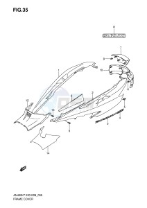 AN400 (E3-E28) Burgman drawing FRAME COVER (MODEL K7 K8)