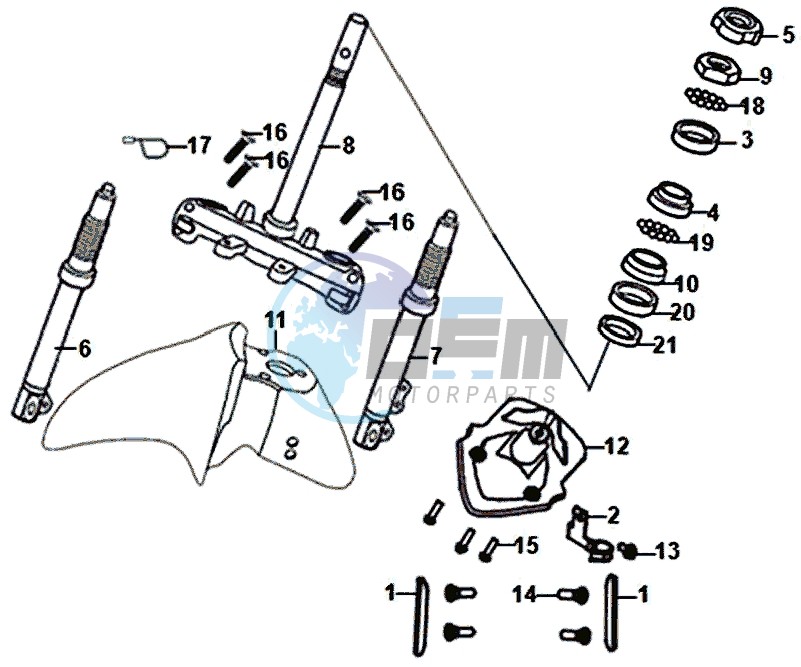 FRONT FORK / FRONT FENDER / STEERING STEM