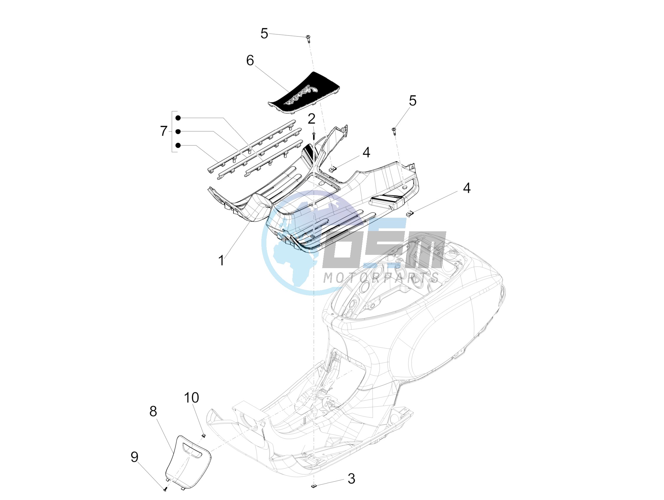 Central cover - Footrests