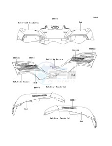 KVF 650 D ([BRUTE FORCE 650 4X4] (D6F-D9F) D8F drawing DECALS-- RED- --- D8F- -