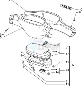 Typhoon 50 X drawing Speedometers Kms. - handlebar cover