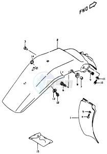 DR350 (V-W-X) drawing REAR FENDER