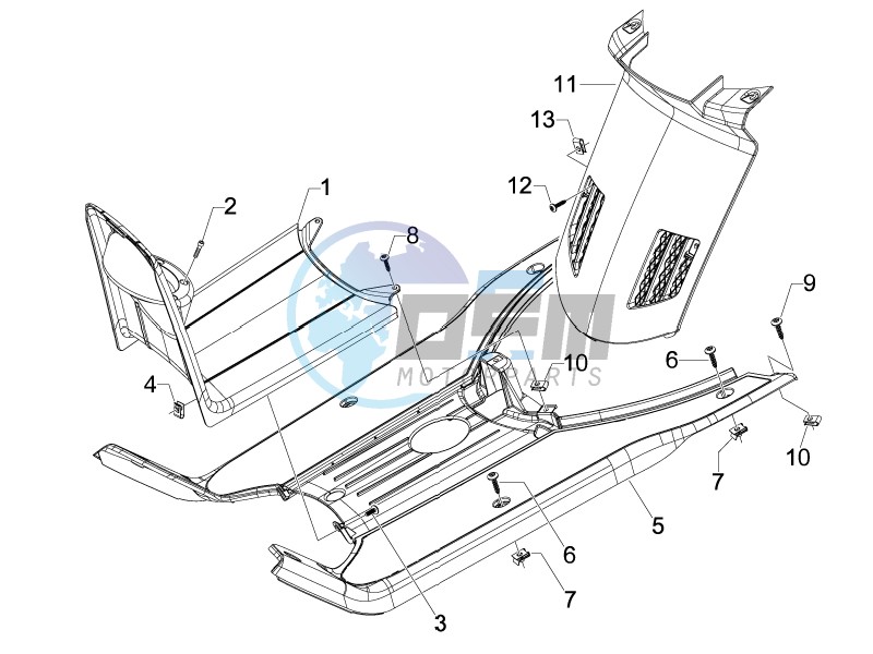 Central cover - Footrests