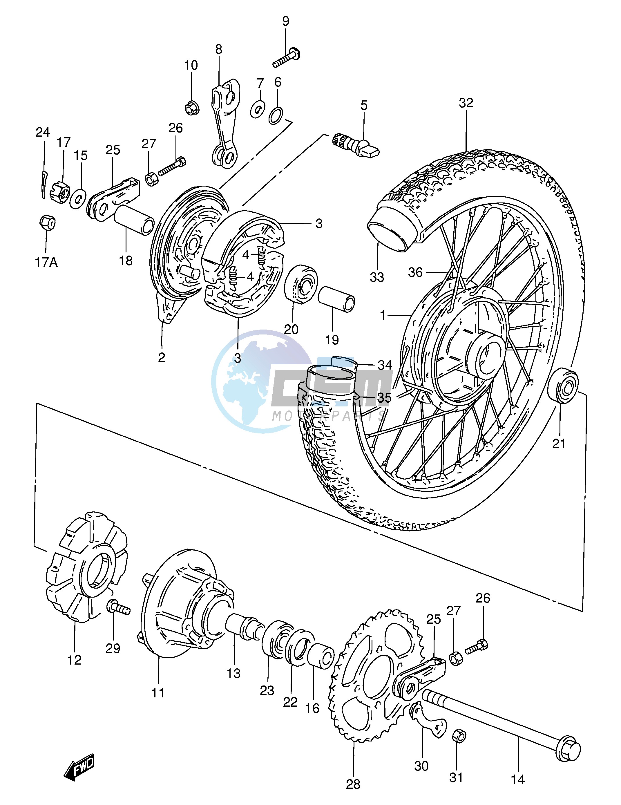 REAR WHEEL (GN125Z D K M R)