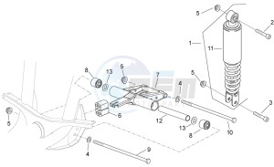 Scarabeo 50 2t e2 (eng. piaggio) drawing R.shock absorber-connect. Rod