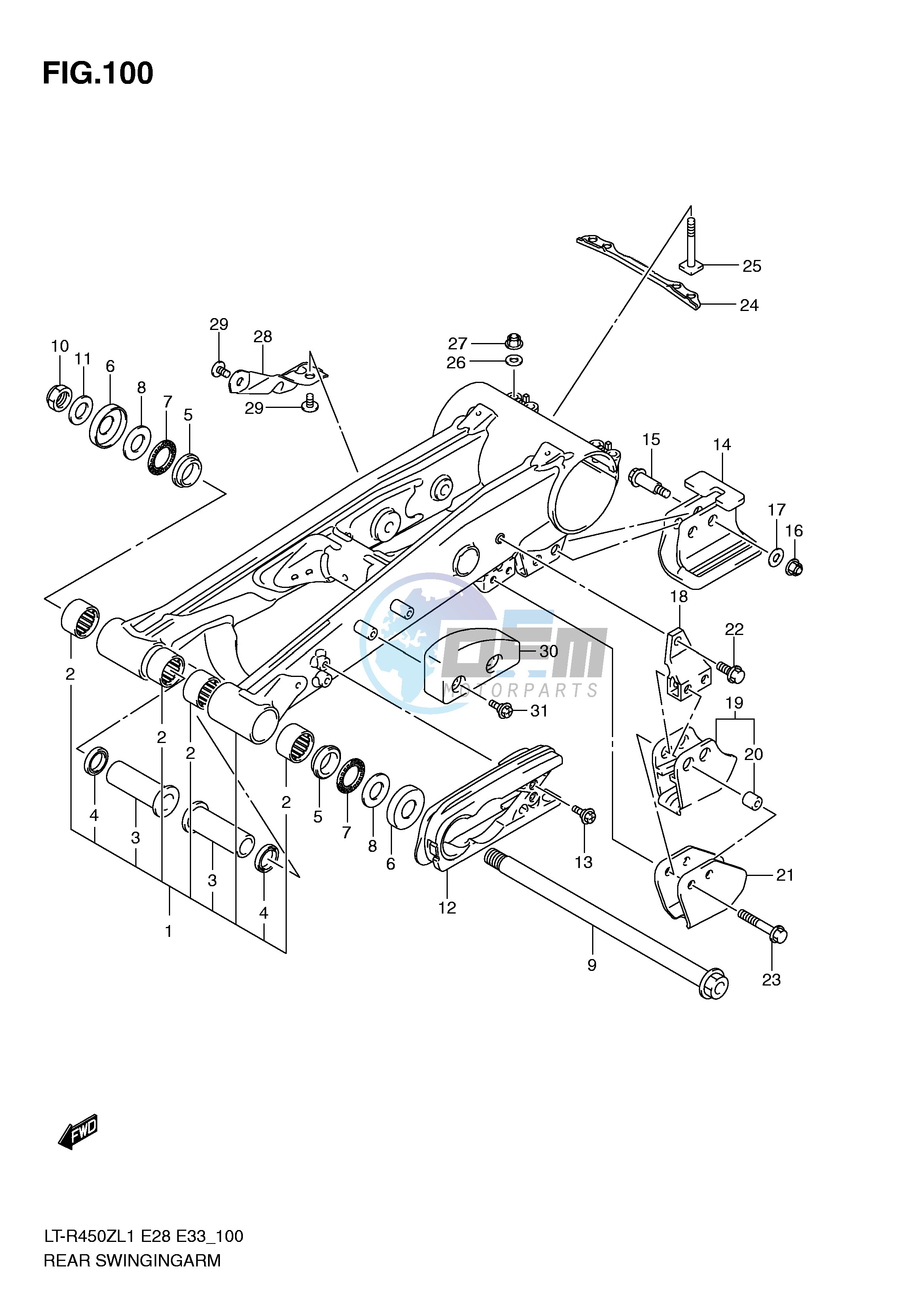 REAR SWINGING ARM (LT-R450ZL1 E33)