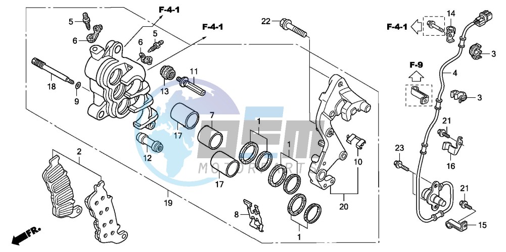 R. FRONT BRAKE CALIPER (CBF1000A/T/S)