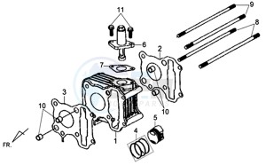 X'PRO 50 (45 KM/H) (AE05W4-FR) (L4-M1) drawing CYLINDER / CYLINDER HEAD GASKET / BASE GASKET