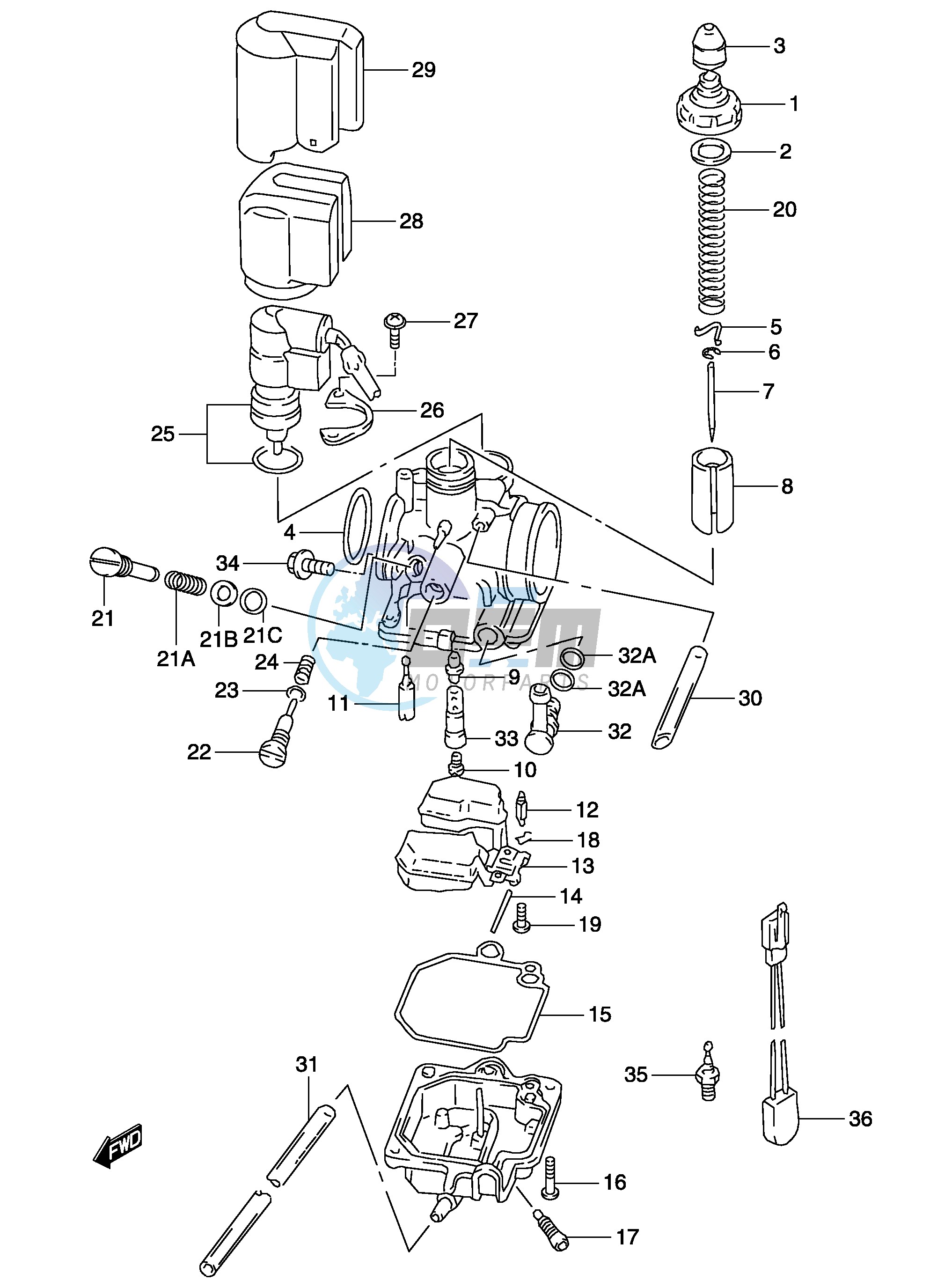 CARBURETOR (MODEL AY50W K3 K4)