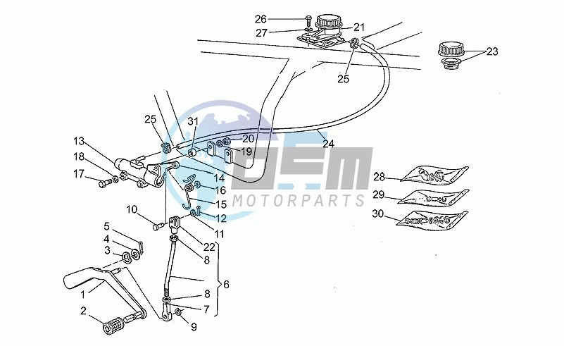 Front lh/rear brake system