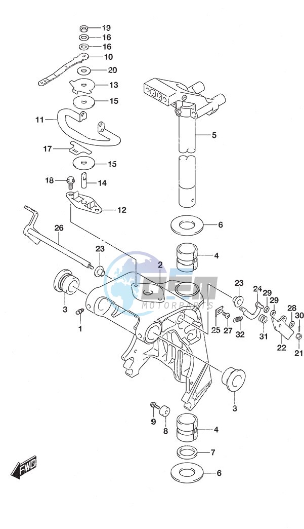 Swivel Bracket Tiller Handle w/Power Tilt