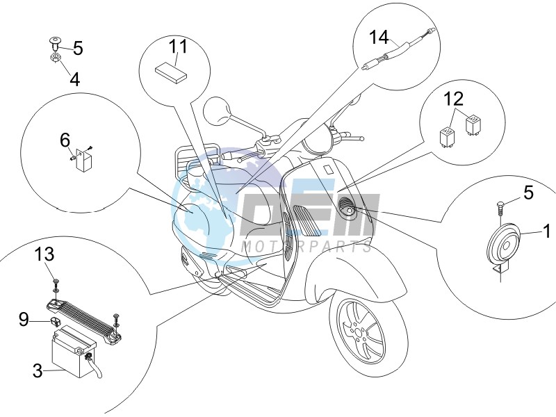 Control switches - Battery - Horn