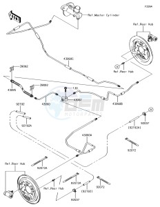 MULE SX 4x4 KAF400HHF EU drawing Rear Brake Piping