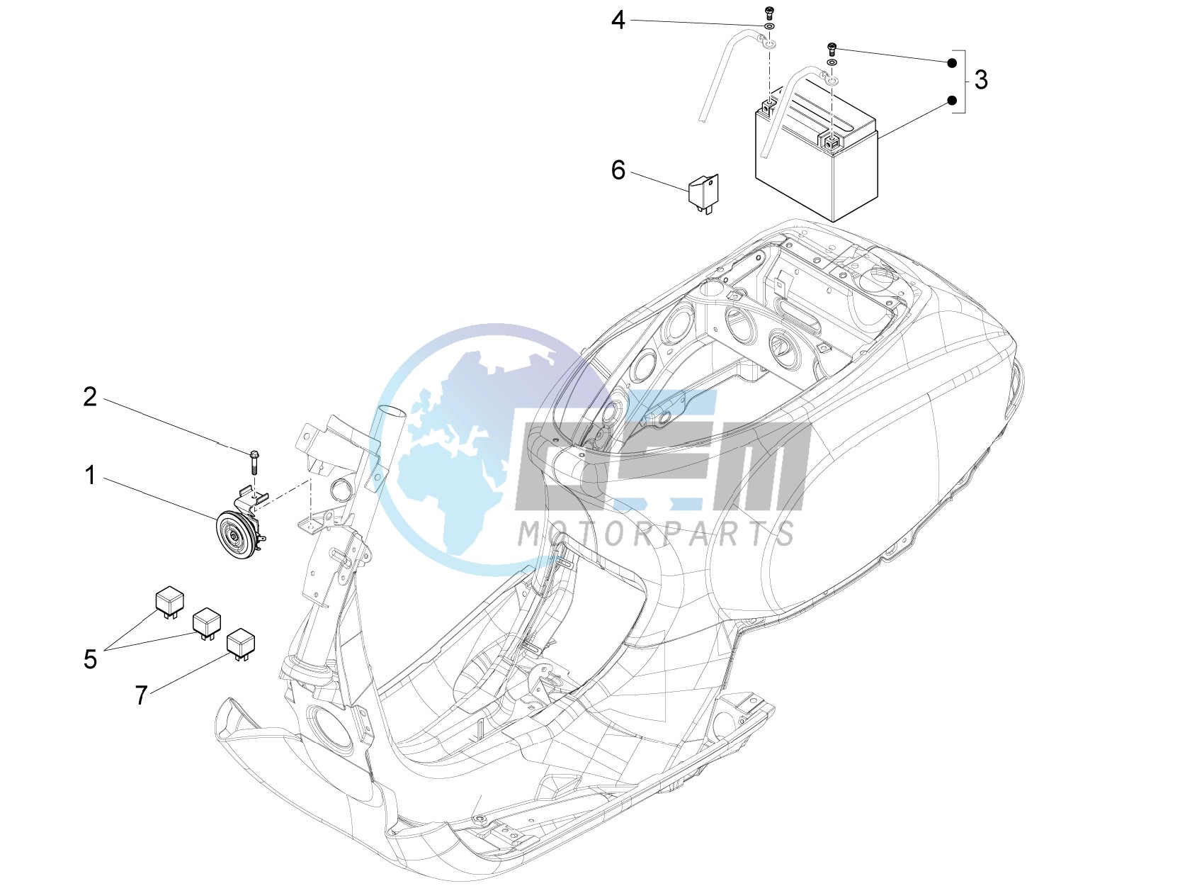 Control switches - Battery - Horn