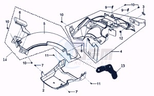 MIO 100 drawing REAR FENDER / INNER SHIELD