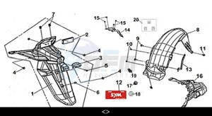 JOYRIDE 300 (LJ30W3-EU) (M3) drawing RR. FENDER - RR. MUDGUARD