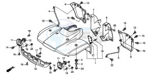 TRX250TM FOURTRAX RECON drawing FRONT FENDER ('02-'04)