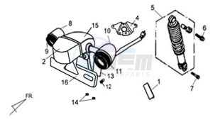 ALLO 50 45KMH drawing TAIL LIGHT - REAR SUSPENSION