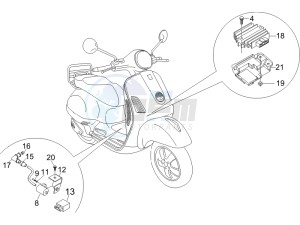 GTS 125 4T E3 drawing Voltage Regulators -ECU - H.T. Coil