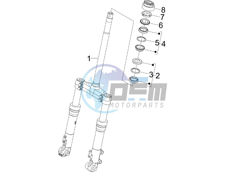 Fork steering tube - Steering bearing unit