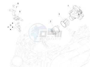 GTS 125 4T E4 ABS (EMEA) EU, GB) drawing Throttle body - Injector - Union pipe