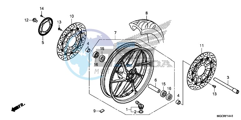 FRONT WHEEL (CB1100NA/NAD)