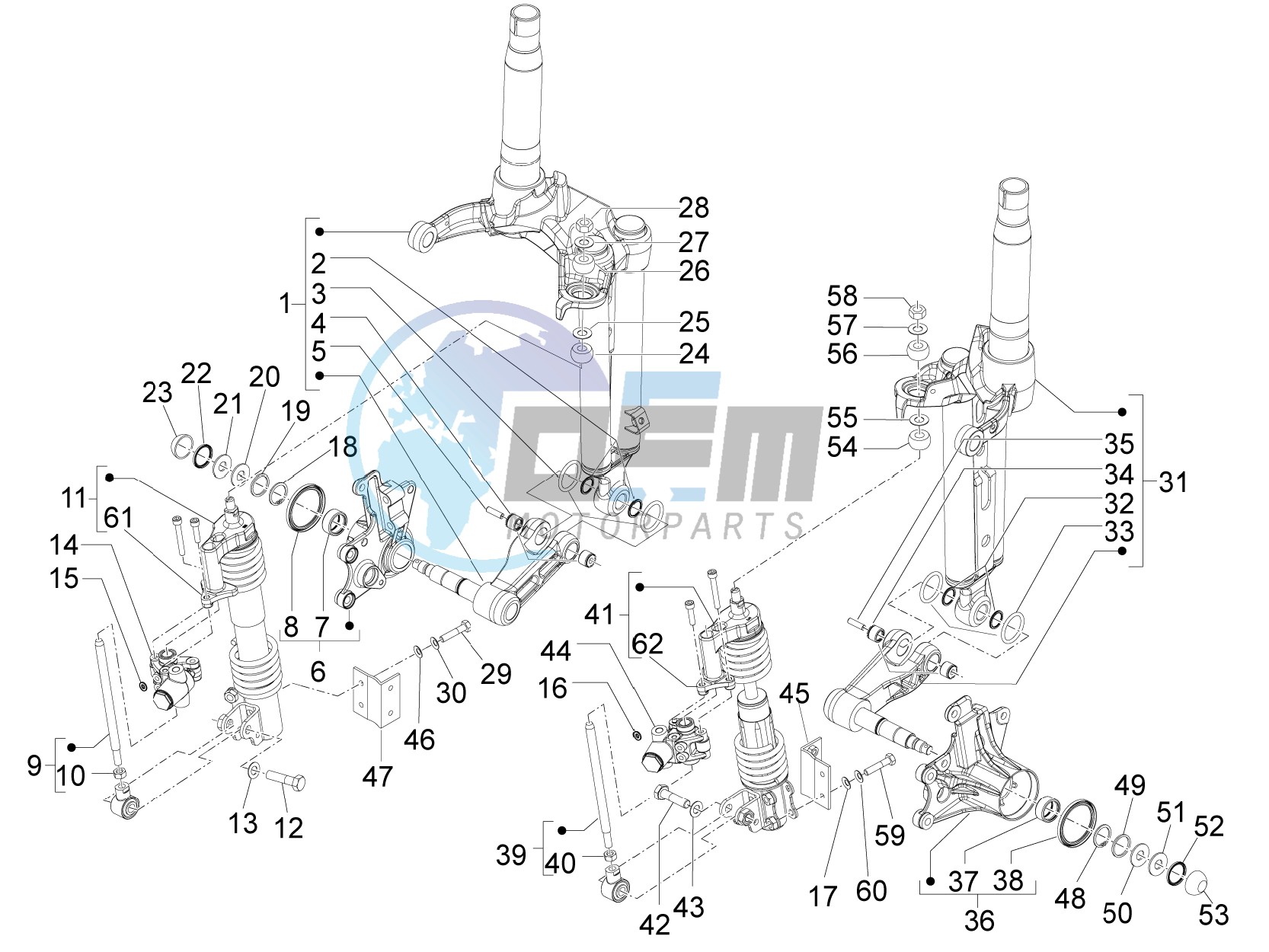 Front fork components (Mingxing)