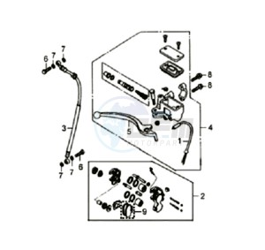 ORBIT 50 25KMH drawing VOORBRAKE CALIPER / BRAKE LEVER /BRAKE LINES