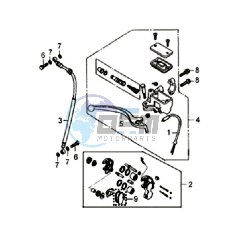 VOORBRAKE CALIPER / BRAKE LEVER /BRAKE LINES