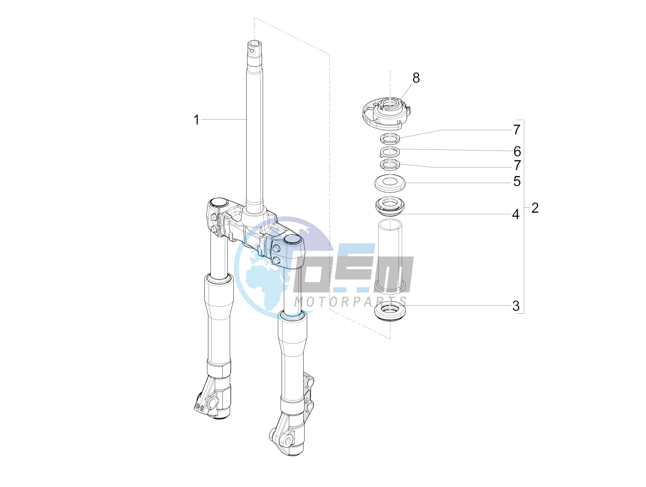 Fork/steering tube - Steering bearing unit