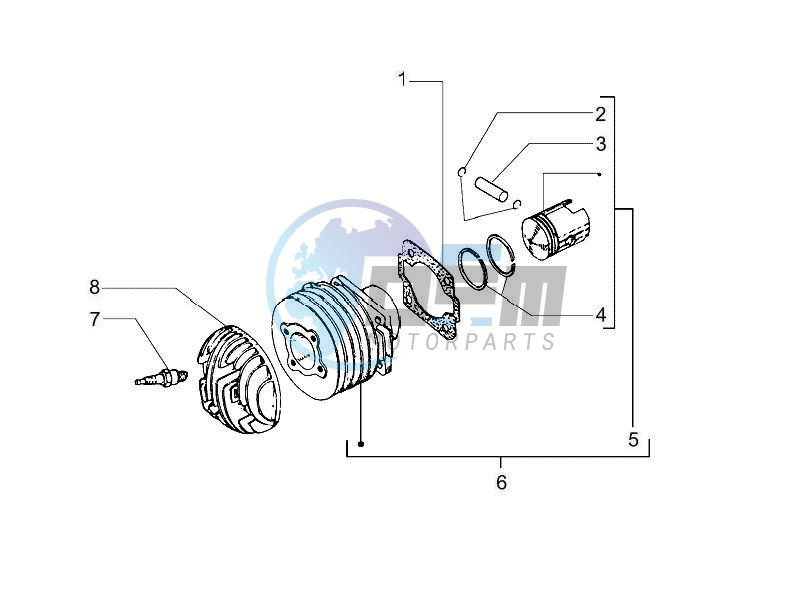 Cylinder-piston-wrist pin unit