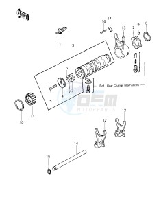 KZ 650 F (F1) drawing GEAR CHANGE DRUM & FORKS