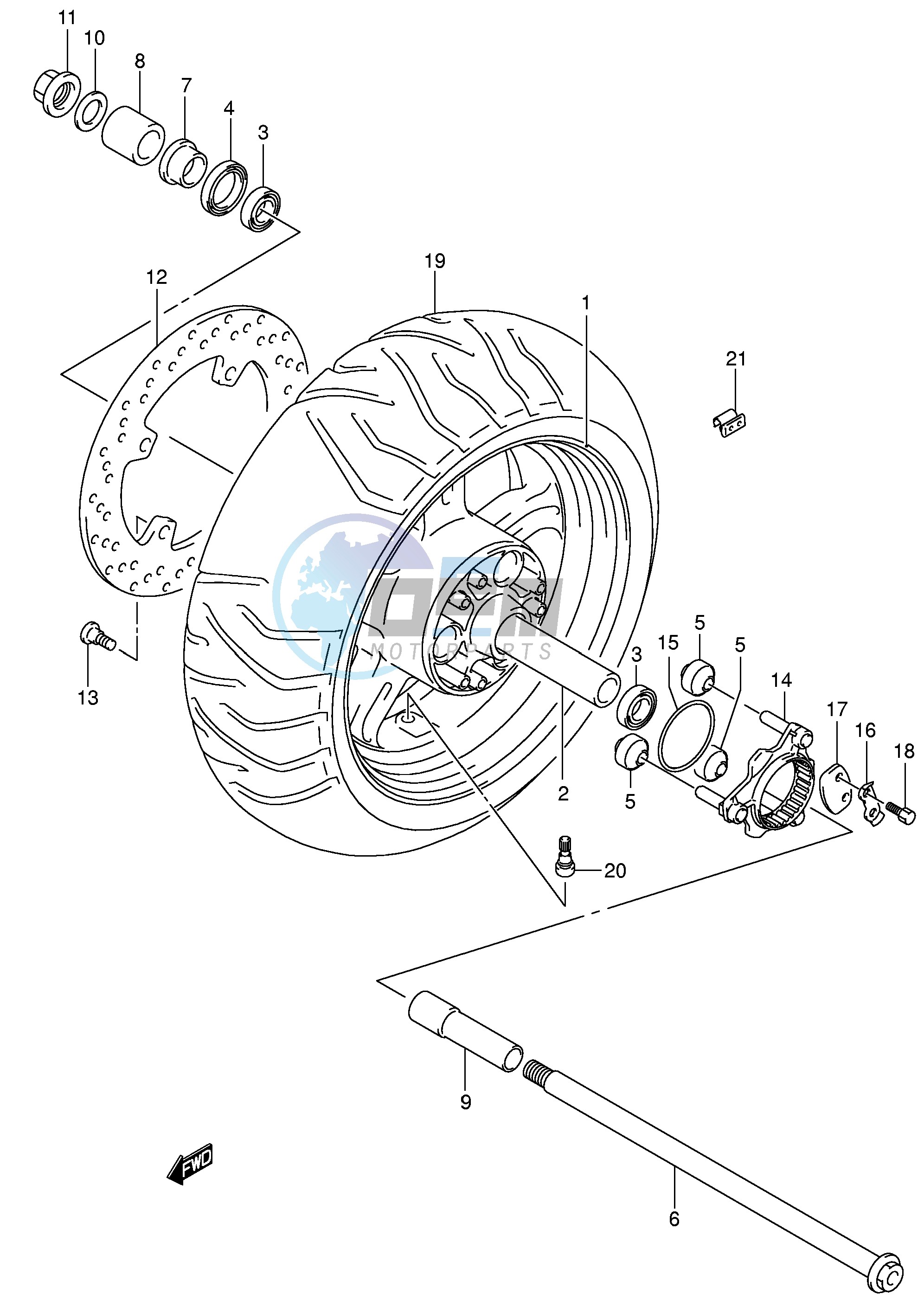 REAR WHEEL (MODEL K3)