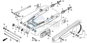 CB250 drawing SWINGARM/CHAIN CASE