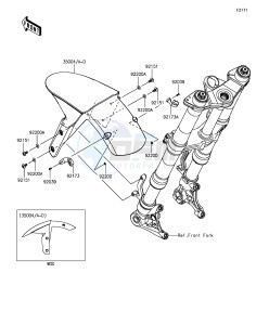 Z1000SX_ABS ZX1000MEF FR GB XX (EU ME A(FRICA) drawing Front Fender(s)