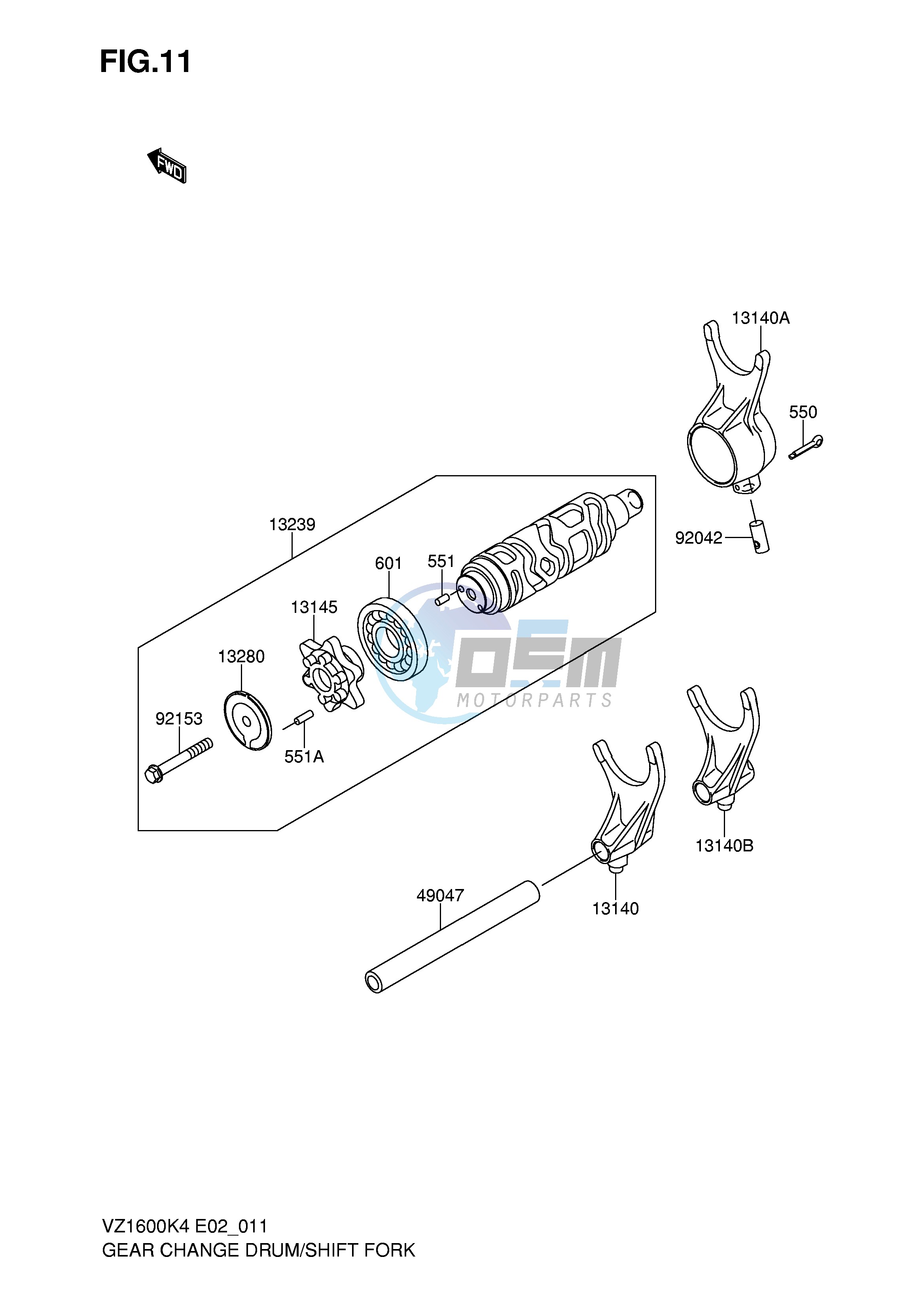 GEAR CHANGE DRUM SHIFT FORK