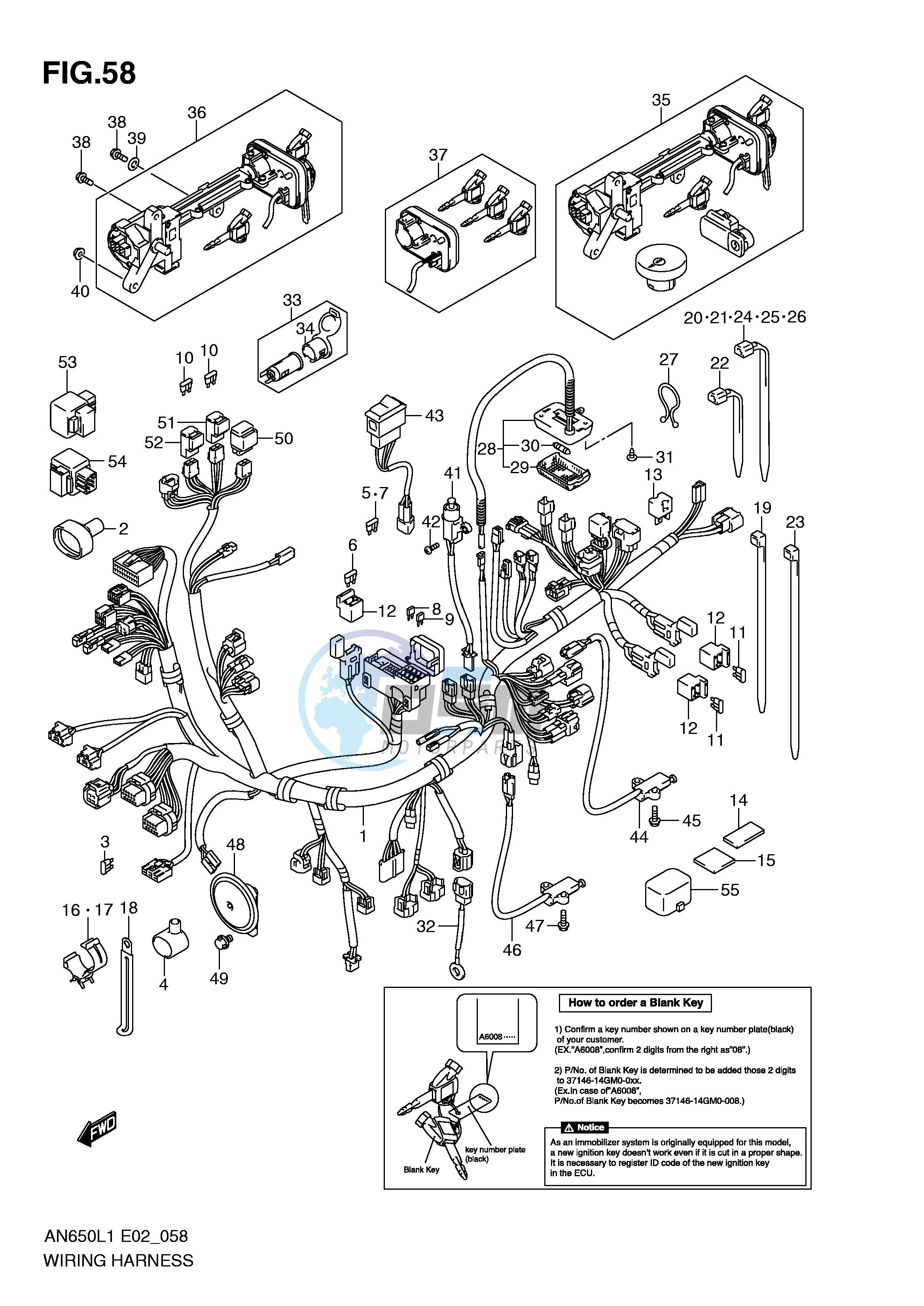 WIRING HARNESS (AN650AL1 E19)