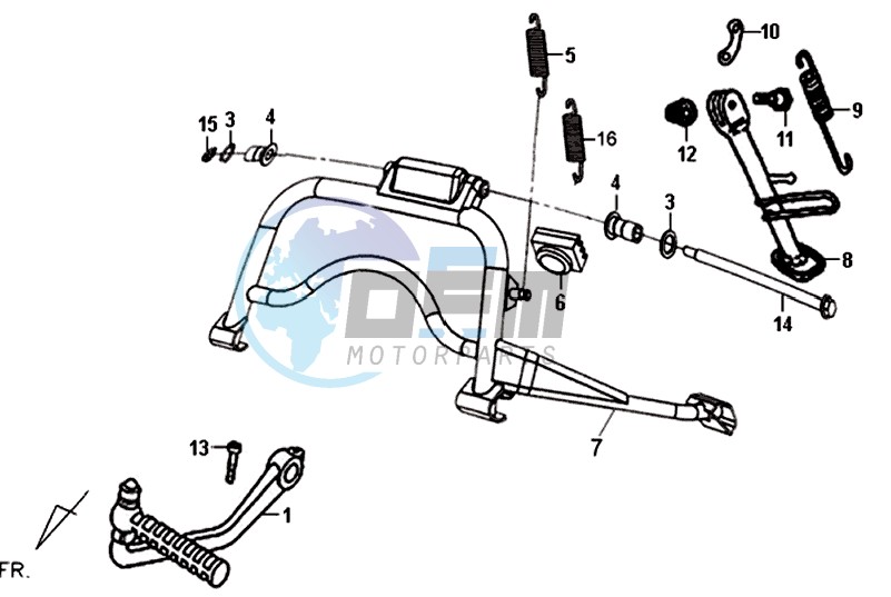 CENTRAL STAND - SIDE STAND - KICKSTARTER PEDAL