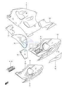 GSX-R600 (E2) drawing UNDER COWLING BODY (MODEL X)