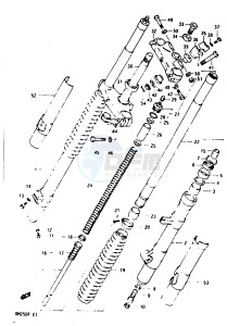 RM250 (E-F) drawing FRONT FORK (MODEL E)