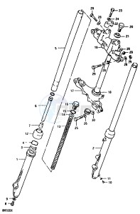 RM100 (N-T-X) drawing FRONT FORK (RM100T, RM100X)