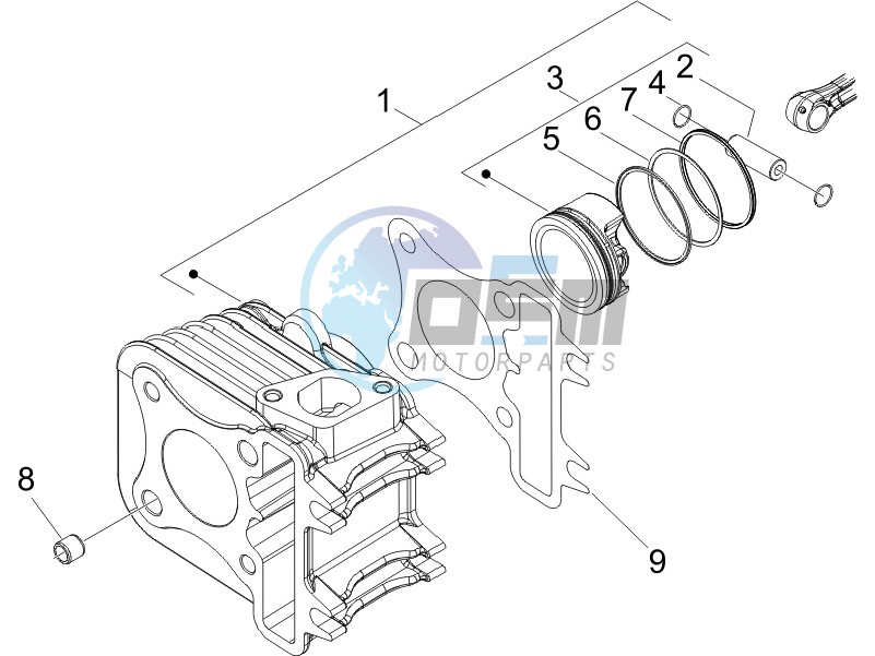 Cylinder-piston-wrist pin unit