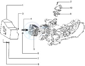 Zip 50 drawing Cylinder head - Cooling hood - Inlet and induction pipe