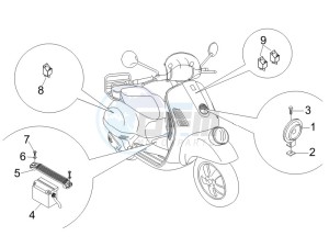 GTV 125 4T Navy (Euro 3) drawing Control switches - Battery - Horn