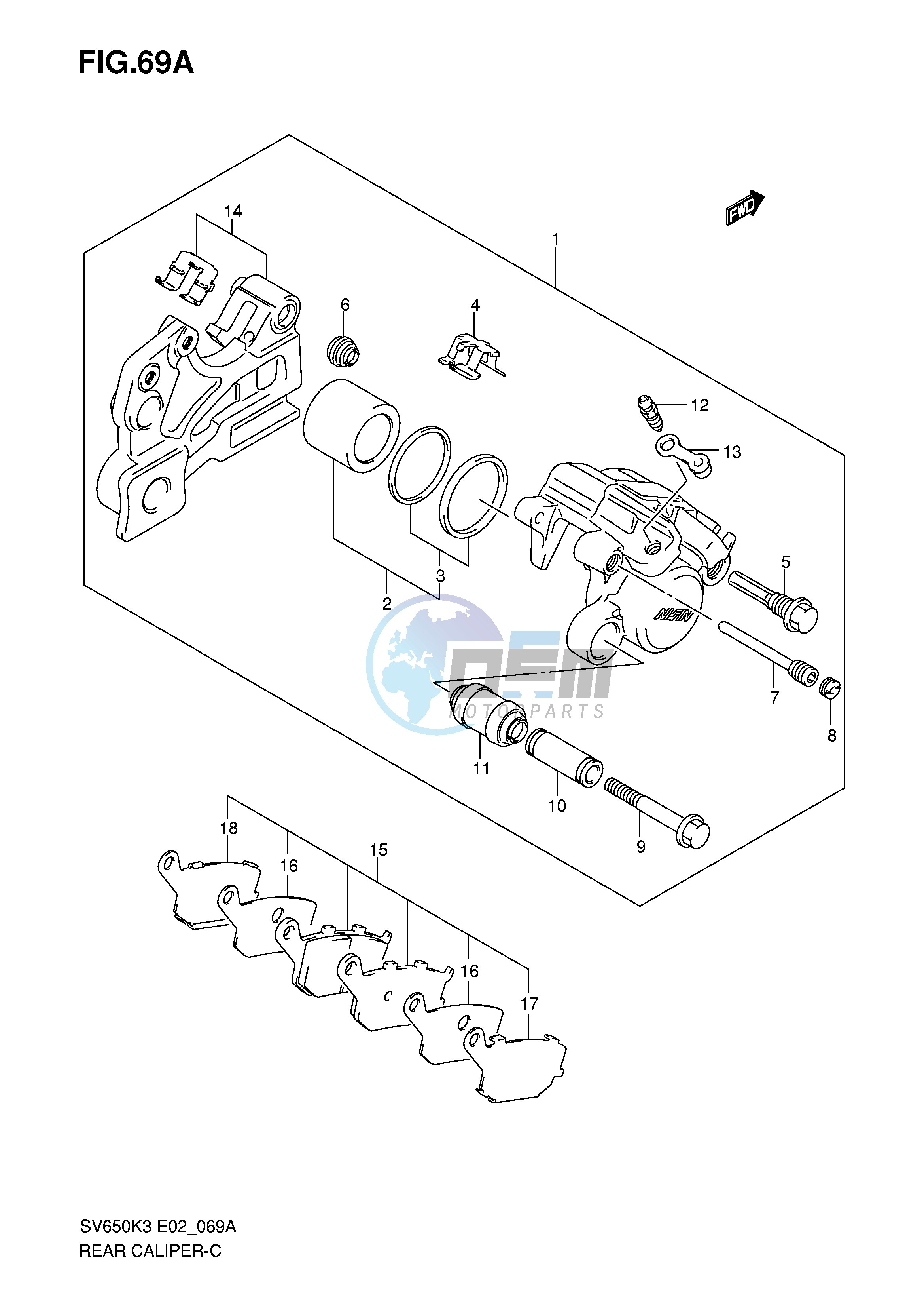 REAR CALIPER (SV650AK7 UAK7 SAK7 SUAK7)