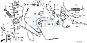 TRX500FA9 Australia - (U) drawing HANDLE LEVER/SWITCH/CABLE